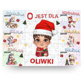 Puzzle Świąteczne Dla Dzieci | Personalizowane Z Jednorożcami #1066 - FEIA