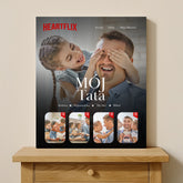 Personalizowany obraz na płótnie dla taty w stylu filmowego plakatu z 5 zdjęciami i napisem Mój Tata