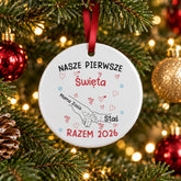Ceramiczna Zawieszka na Choinkę dla Mamy i Dziecka - okrągła