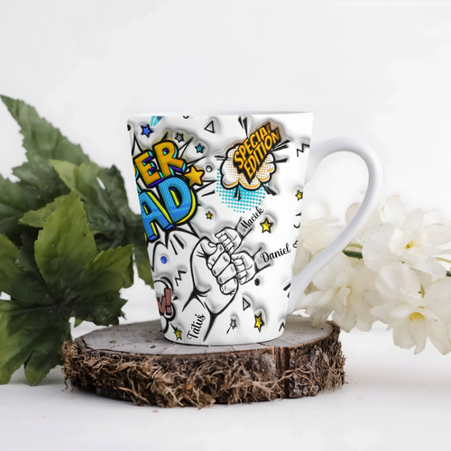 Kubek Latte Dla Taty | Personalizowany Z Imionami 1-3 Efekt 3D #1401