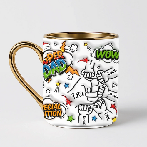 Kubek Elegante Dla Taty | Personalizowany Z Imionami 1-6 Efekt 3D #1606