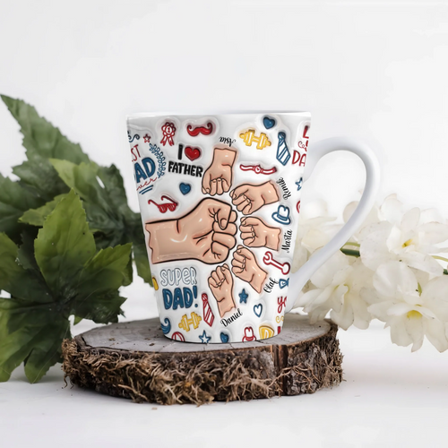 Kubek Latte Dla Taty | Personalizowany Z Imionami 1-6 Efekt 3D #1618