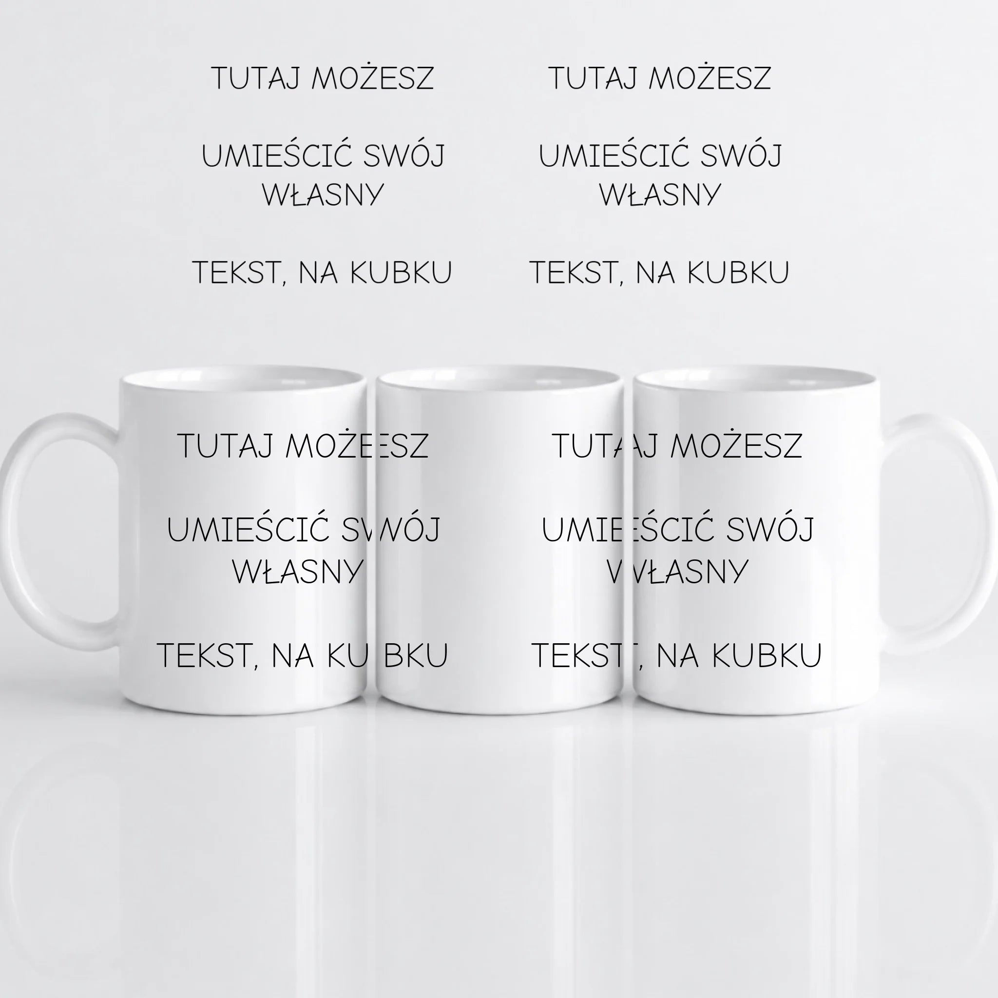 Kubek personalizowany z własnym napisem - biały kubek z miejscem na twój tekst z obu stron