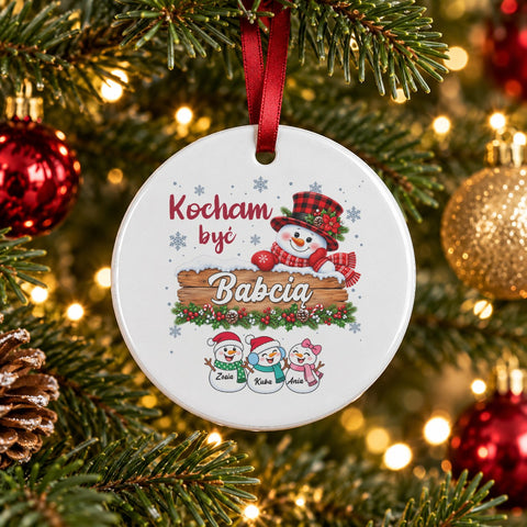 Ceramiczna Zawieszka na Choinkę dla Babci - okrągła
