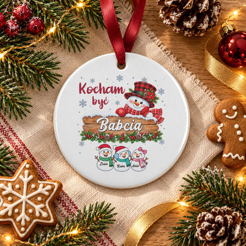 Ceramiczna Zawieszka na Choinkę dla Babci - okrągła